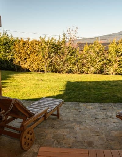 Modern luxury villa exterior with garden